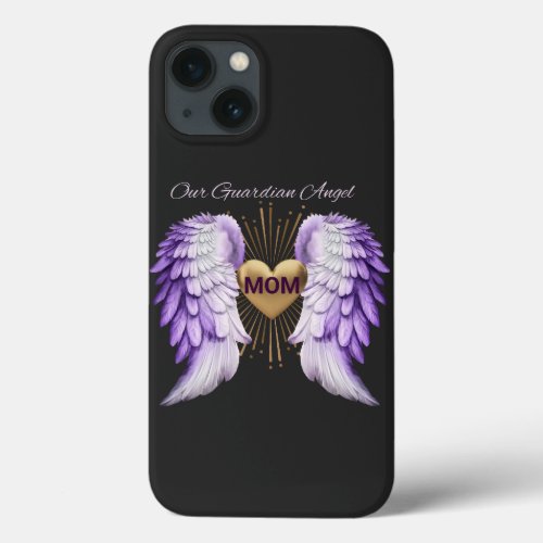 Mom Guardian Angel with Wings and a Golden Heart iPhone 13 Case