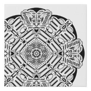 Mom Hand-Lettered Mandala Mommy Dearest Script Art Faux Canvas Print