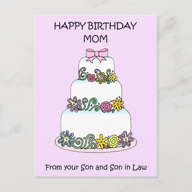 Mom Happy Birthday from Son and Son in Law Postcard (Front)