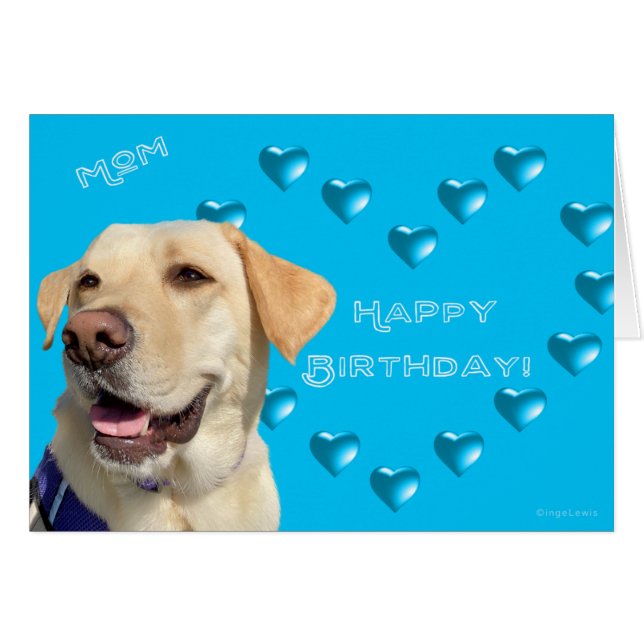 Mom Happy Birthday Labrador Dog Hearts,Cute (Front Horizontal)
