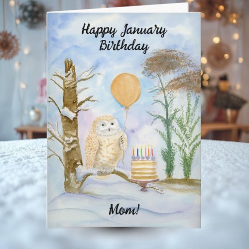 Mom Happy January Birthday Owl Cake