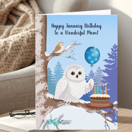 Mom Happy January Birthday Snowy Owl