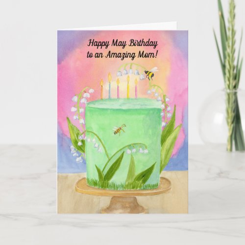 Mom Happy May Birthday Lily of Valley Card