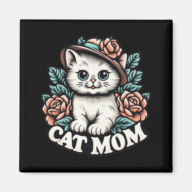 Mom Happy Mothers Day For Cat Lovers Family Matchi Magnet (Front)