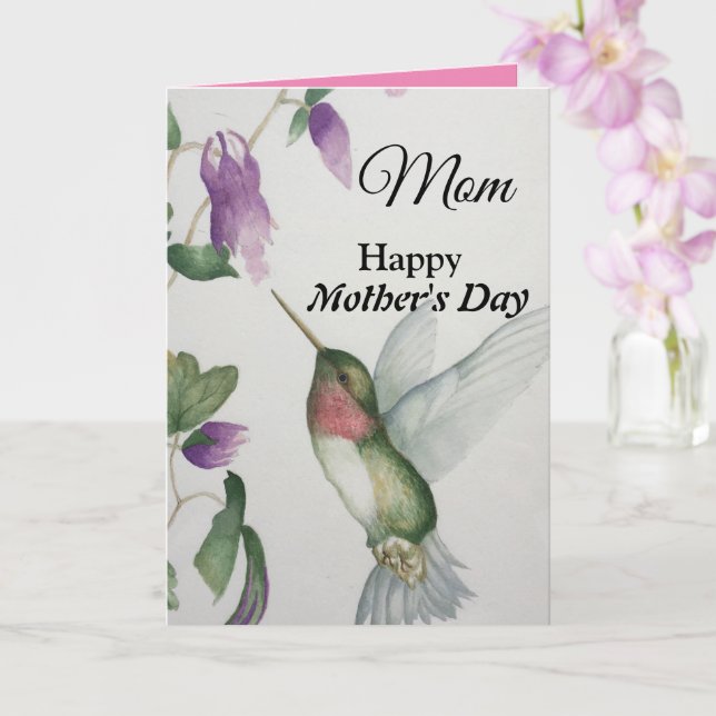 Mom Happy Mother's Day Pretty Hummingbird Card (Orchid)