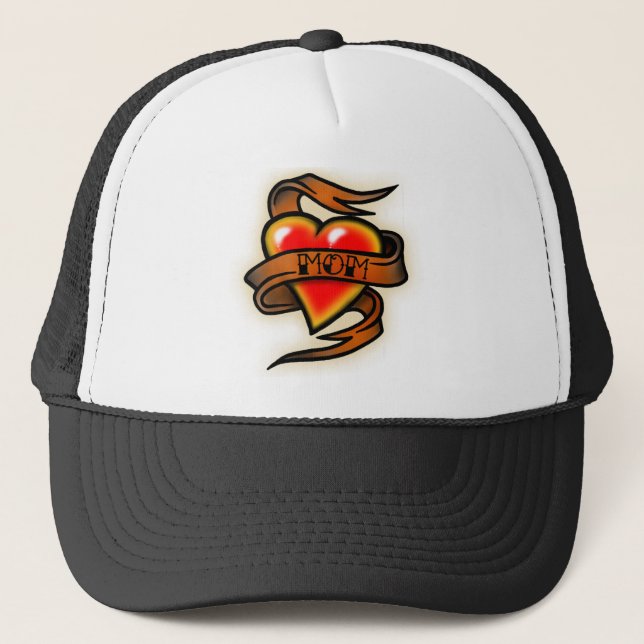 mom hart tattoo trucker hat (Front)