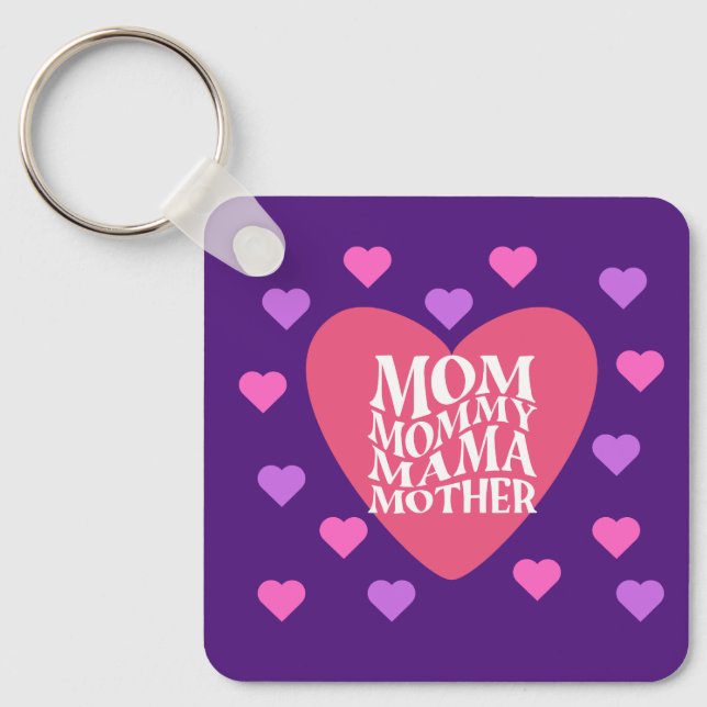  Mom has many names Metal Square Keychain (Front)