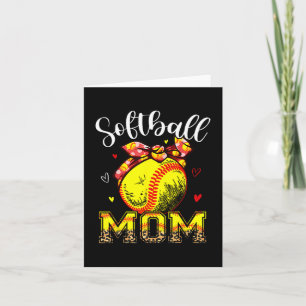 Mom Headband Leopard Softball Ball Mothers Day Mam Card