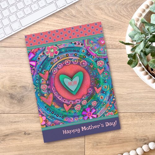 Mom Heart Floral Pretty Unique Mothers Day Card