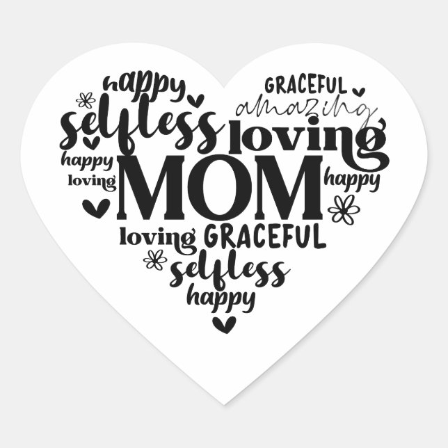 Mom Heart  Heart Sticker (Front)