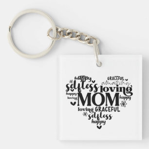 Mom Heart Keychain