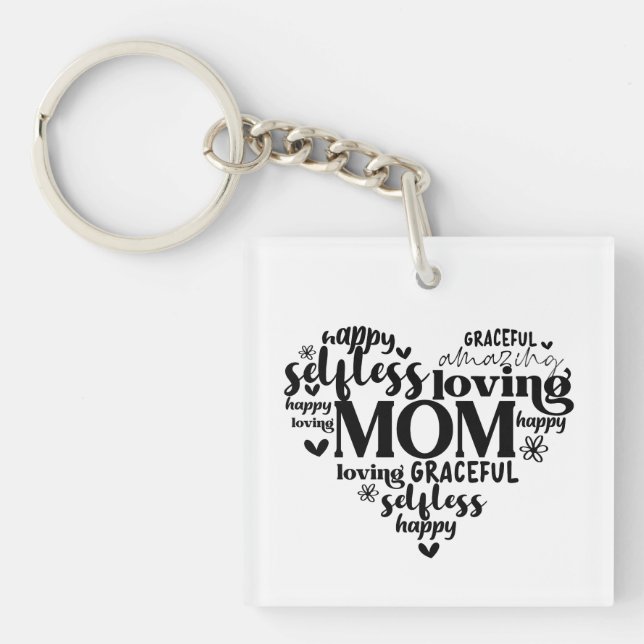 Mom Heart  Keychain (Front)
