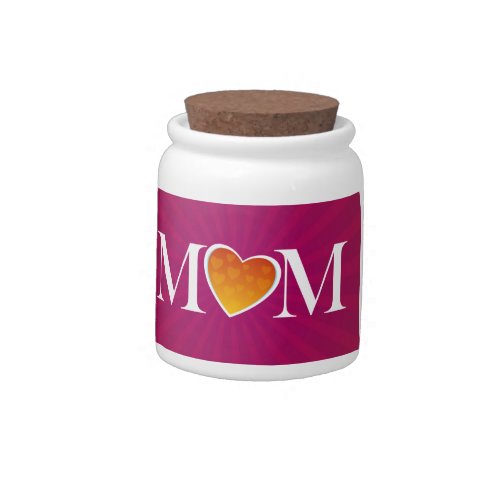 Mom Heart O Fuchsia Candy Jar