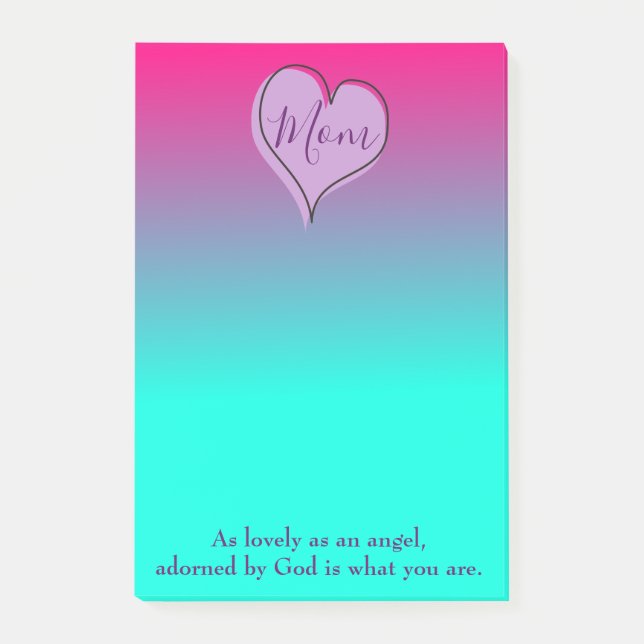 Mom Heart Purple and Blue Ombre Post-it Notes (Front)