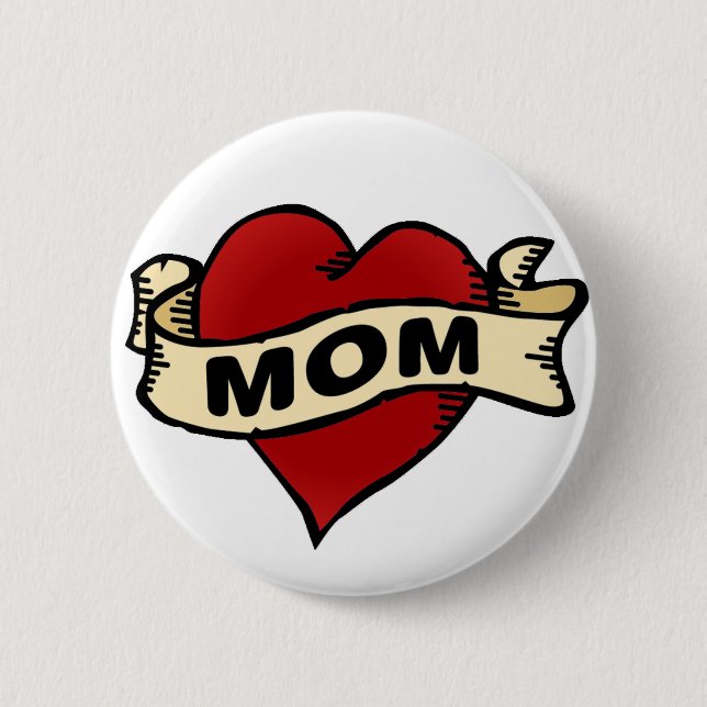 Mom Heart Tattoo Button (Front)