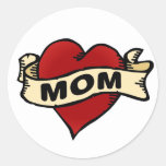 Mom Heart Tattoo Classic Round Sticker at Zazzle