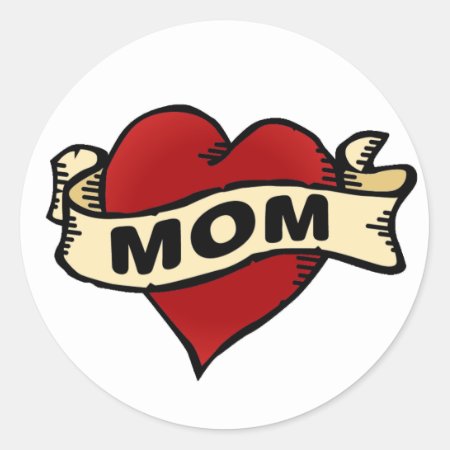 Mom Heart Tattoo Classic Round Sticker