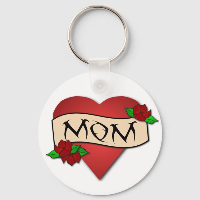Mom heart tattoo keychain (Front)