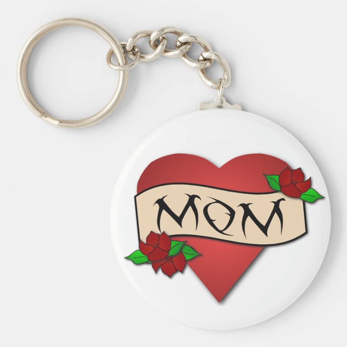 Mom heart tattoo keychain Zazzle