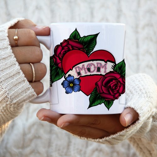 Mom Heart Tattoo Photo Mug