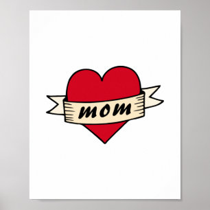 Mom heart tattoo poster