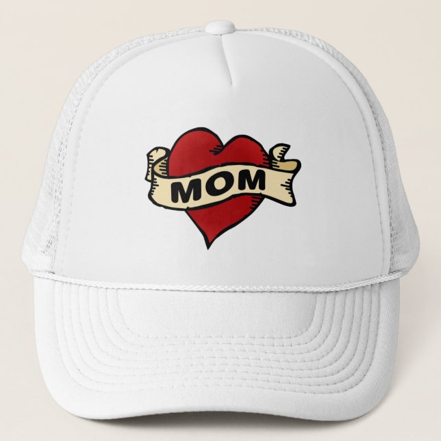 Mom Heart Tattoo Trucker Hat (Front)