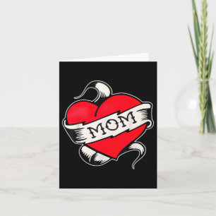 Mom Heart Traditional Old School Tattoo Flash  Card