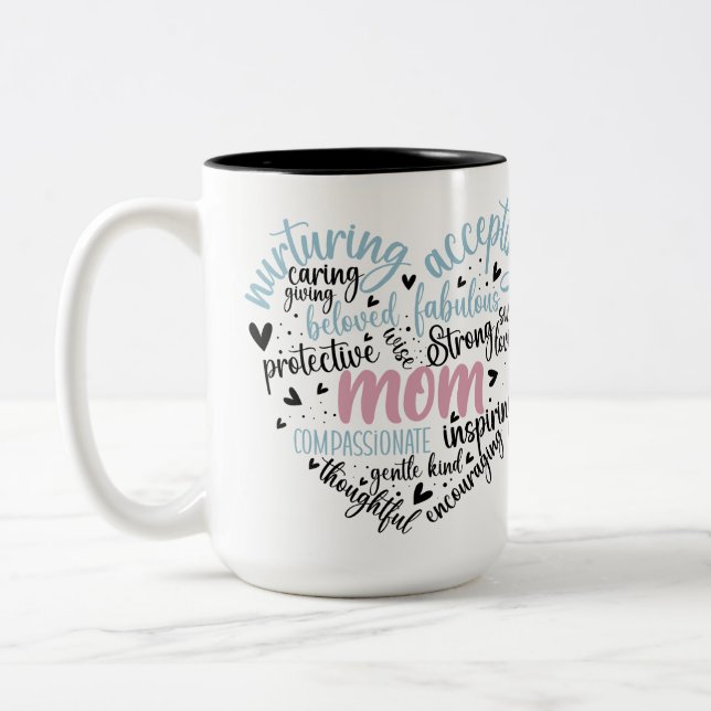 Mom Heart Two- Tone 15oz Mug (Left)
