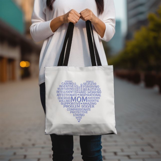Mom Heart Word Cloud Tote Bag (Creator Uploaded)