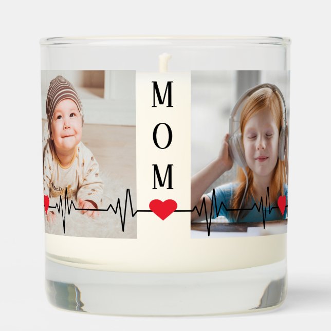 Mom Heartbeat Photo Scented Candle (Front)