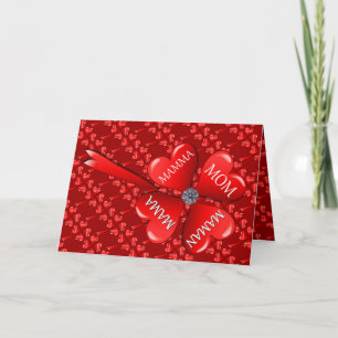 Mom Hearts Clover with Diamond Card