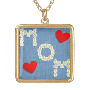 Mom Hearts Design Gold Plated Necklace