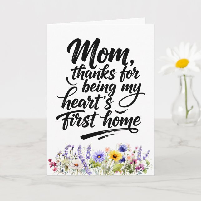Mom Hearts First Home Watercolor Wildflower Card (Small Plant)
