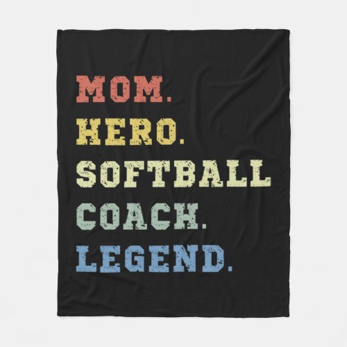 Mom hero softball coach legend fleece blanket