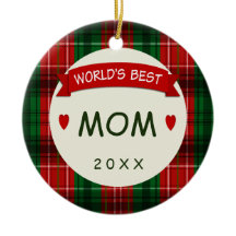Mom Holiday Plaid Christmas Gift Ornaments