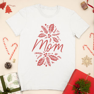 Mom Holly Berry Red Holiday T-Shirt