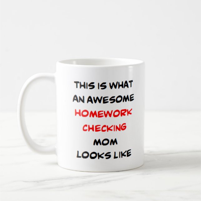 mom homework checking, awesome Mug (Left)