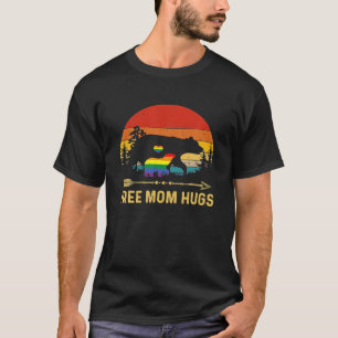 Mom Hugs LGBT Pride Mama Bear Retro Gift T-Shirt