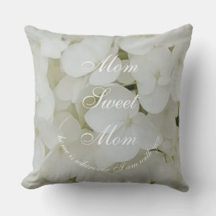 Mom Hydrangea Flowers Floral White Elegant Blossom Throw Pillow