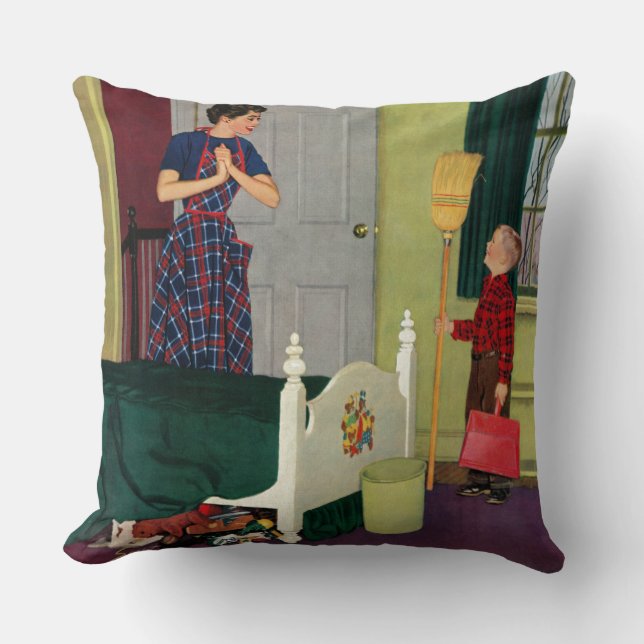 Mom, I Cleaned My Room! Throw Pillow (Front)