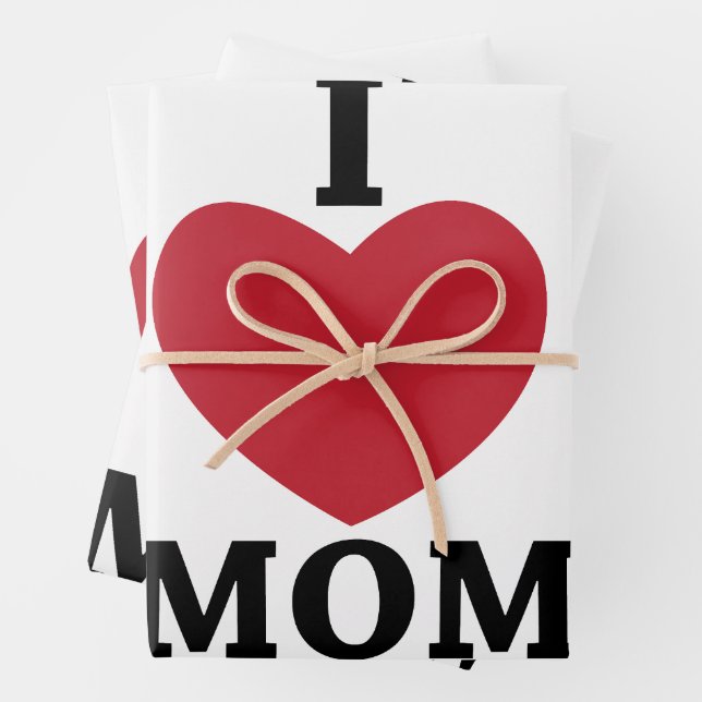Mom I Love Mom Wrapping Paper Sheets (In situ)