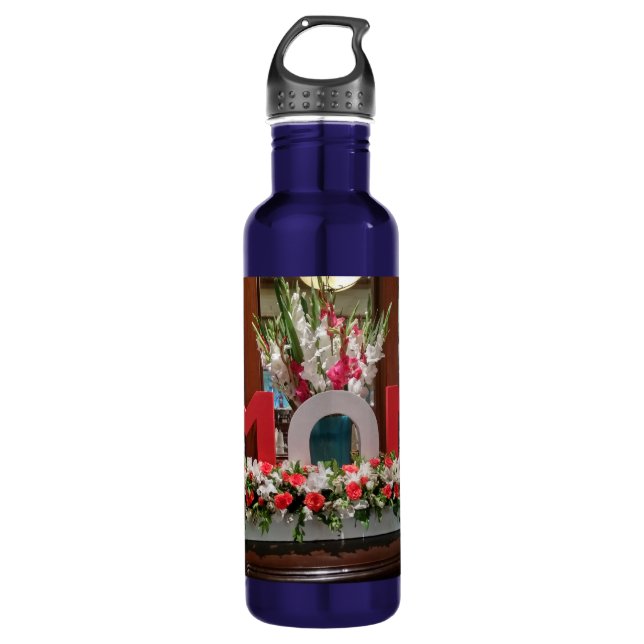 "Mom, I Love You" – A Heartfelt Floral Tribute Stainless Steel Water Bottle (Front)