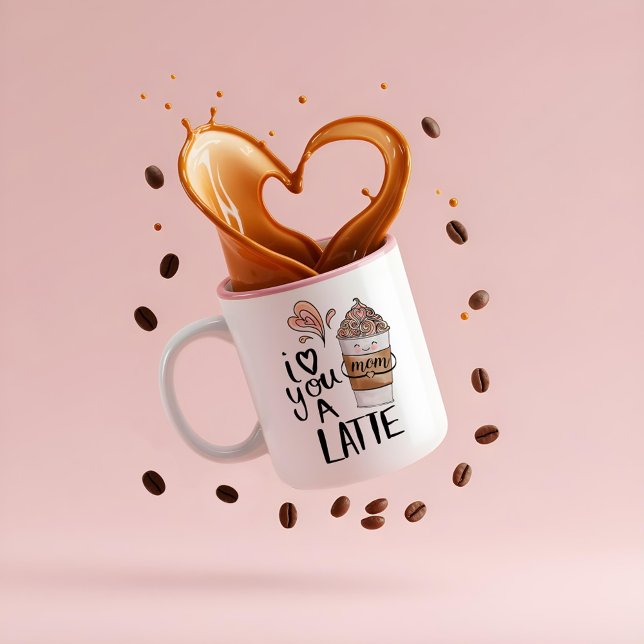 Mom I Love You A Latte Cute Kawaii Mother's Day Two-Tone Coffee Mug (Mom I Love You A Latte Cute Kawaii Mother's Day Two-Tone Coffee Mug)