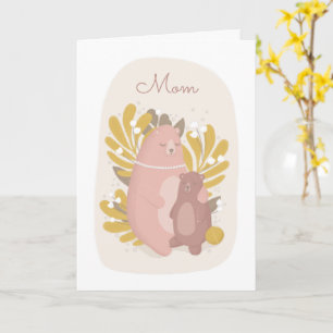 Mom I love you. Cute bears animal. Mothers day Card