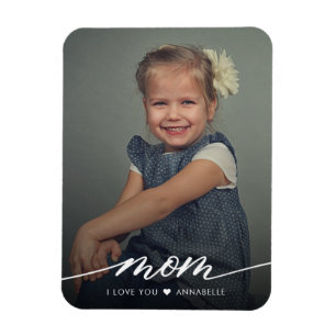 Mom I love You Elegant Photo Magnet