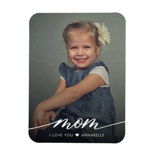 Mom I love You Elegant Photo Magnet (Vertical)