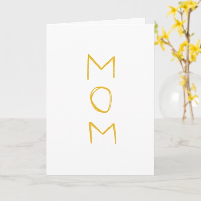 Mom I Love You. Kids handwriting. Mothers day Card (Yellow Flower)