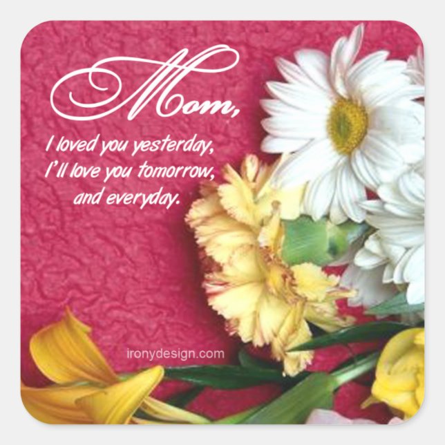 Mom, I Love You Square Sticker (Front)