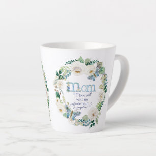 Mom I Love You   Watercolor White Floral Butterfly Latte Mug