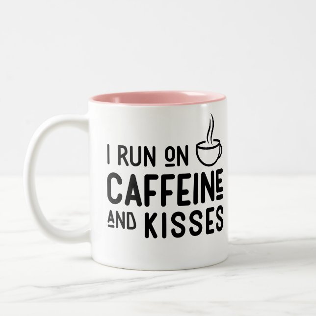 Mom "I Run on Caffeine & Kisses" Cute Mom Mug (Left)